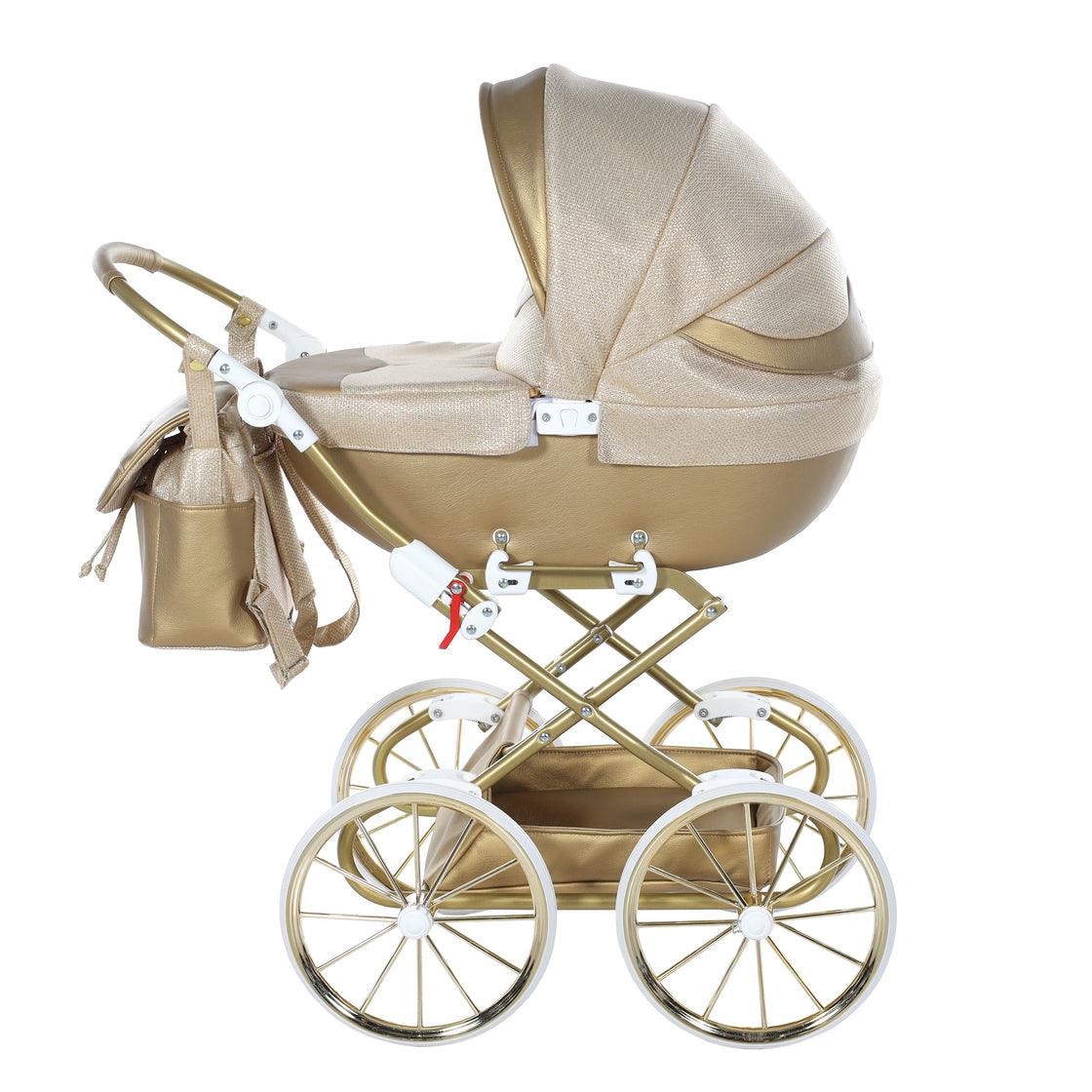 Junama - Doll Stroller with Suitcase - Mini Dolce - Gold