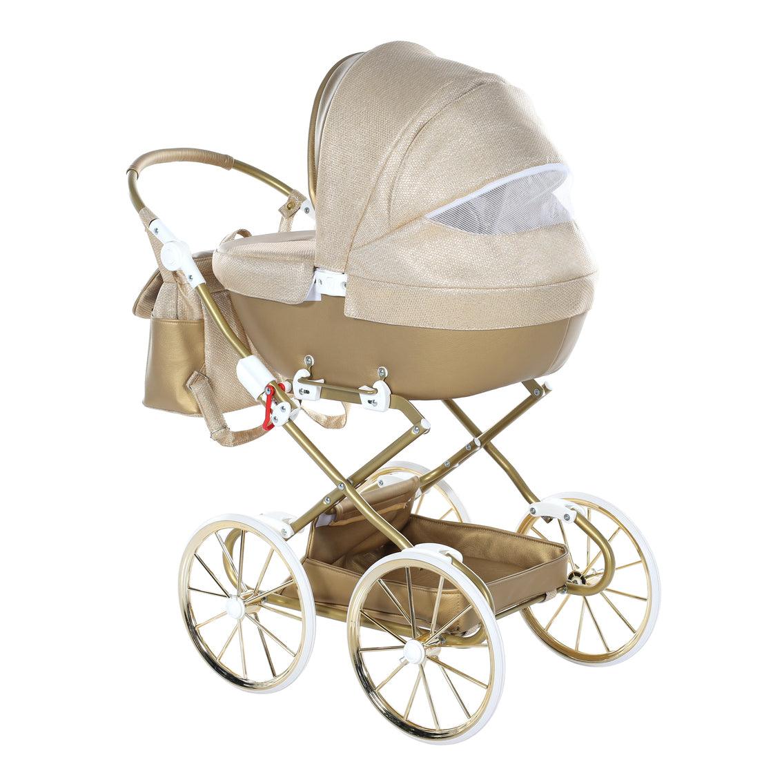 Junama - Doll Stroller with Suitcase - Mini Dolce - Gold