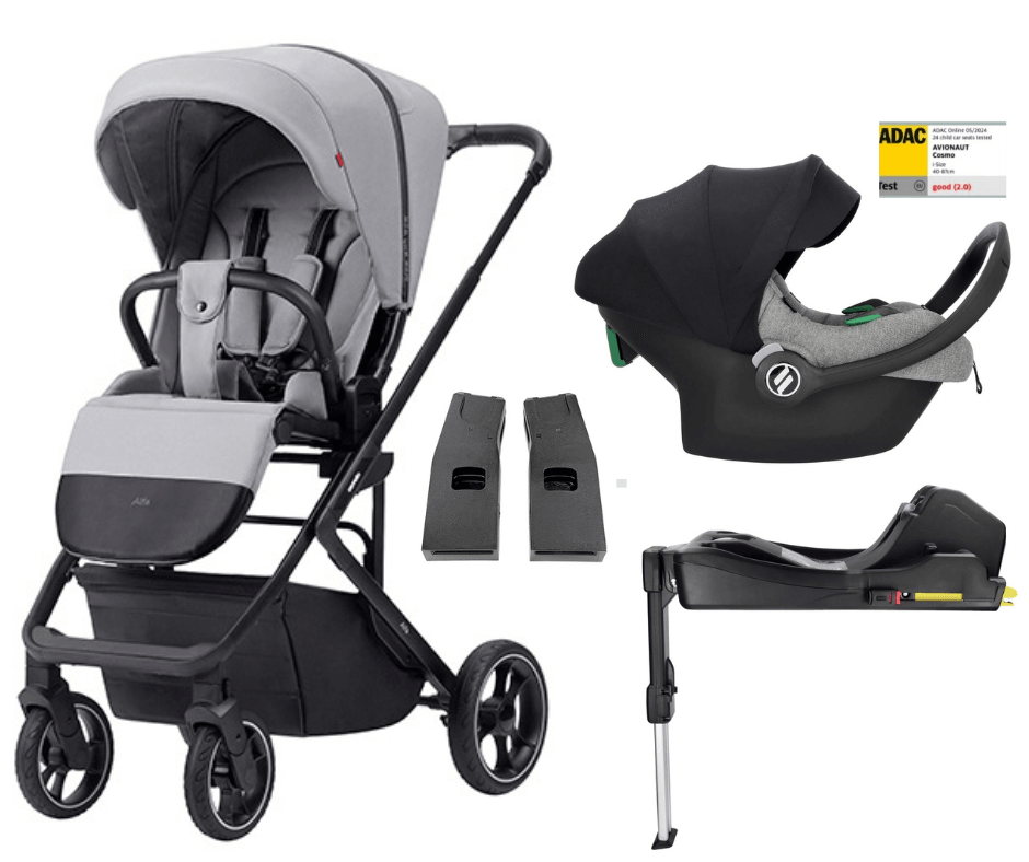 Carrello - ALFA 5508 (2024) - Feather Grey + Avionaut - COSMO SMART 2.0 - Grey Flannel + Avionaut - BASE DOCK 2 + Adaptadores