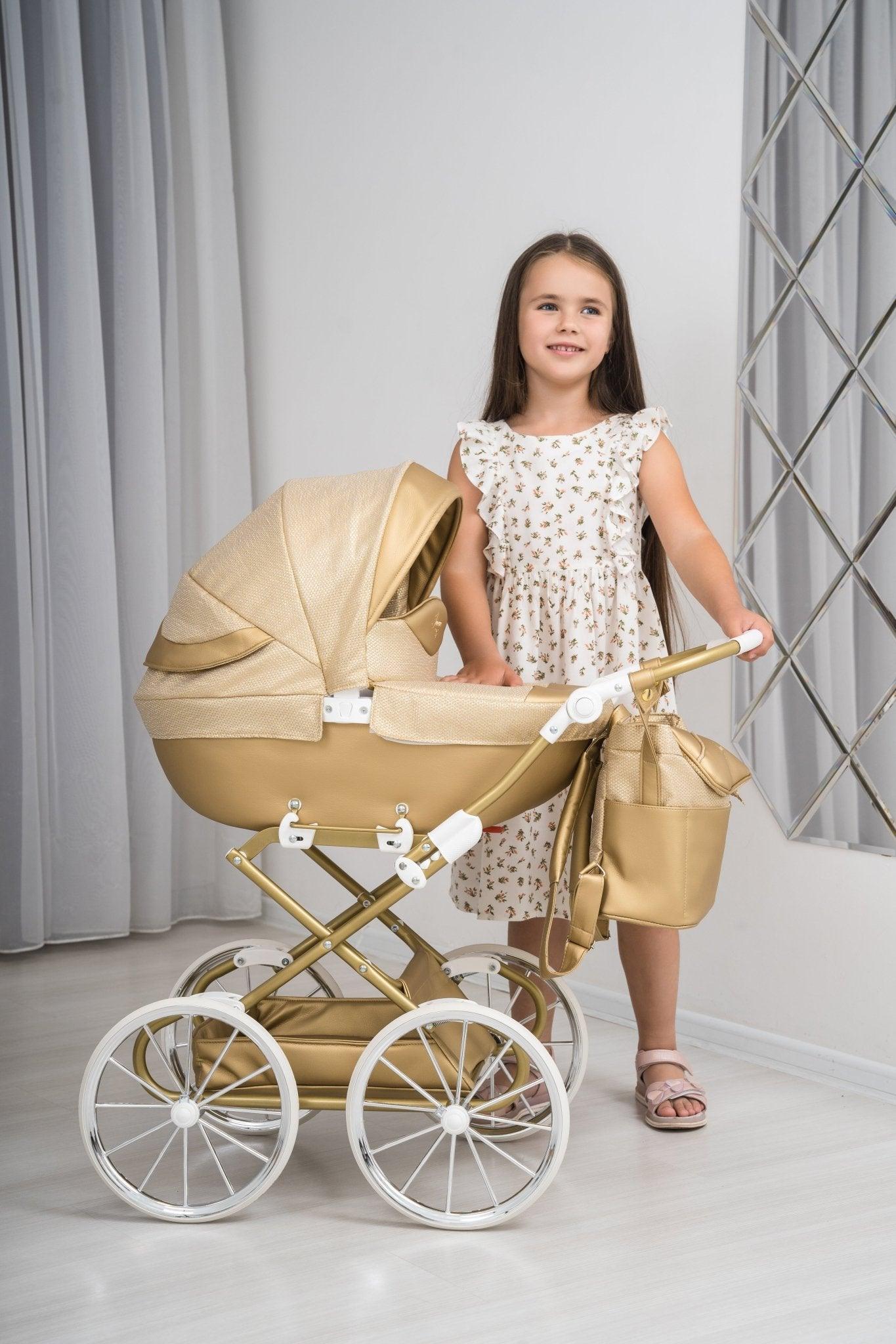 Junama - Carrinho de Bonecas com Malinha - Dolce Gold - Bebegui - Cadeiras Auto e Carrinhos