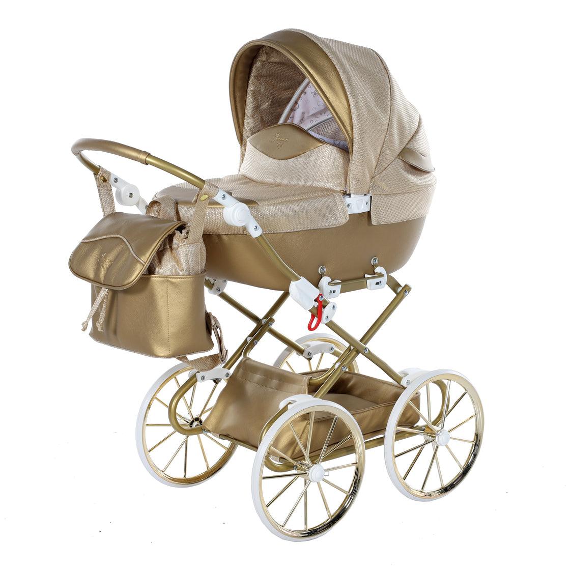 Junama - Doll Stroller with Suitcase - Mini Dolce - Gold