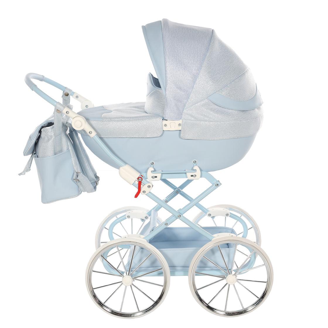 Junama - Doll Stroller with Suitcase - Mini Dolce - Blue