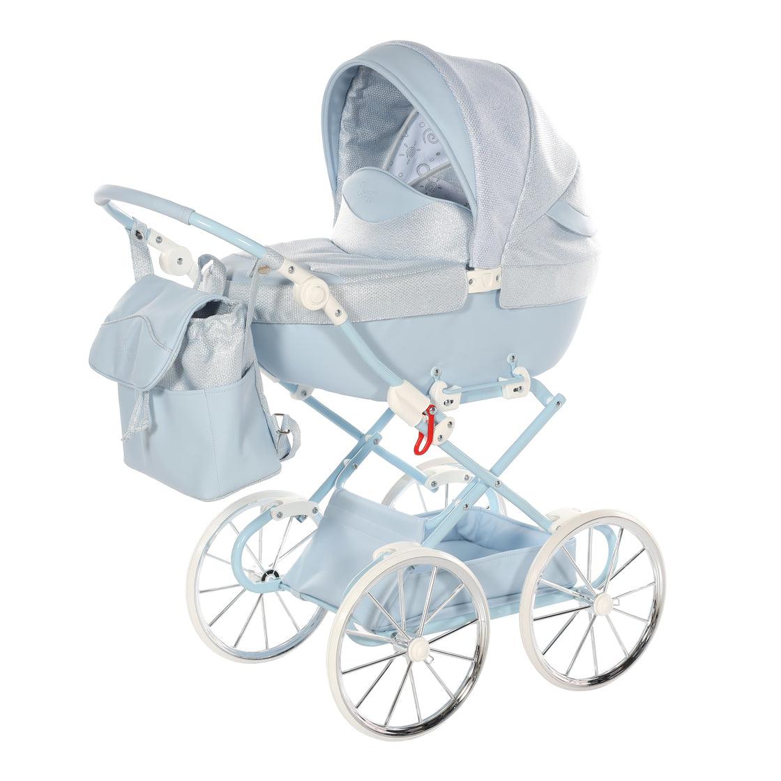 Junama - Doll Stroller with Suitcase - Mini Dolce - Blue