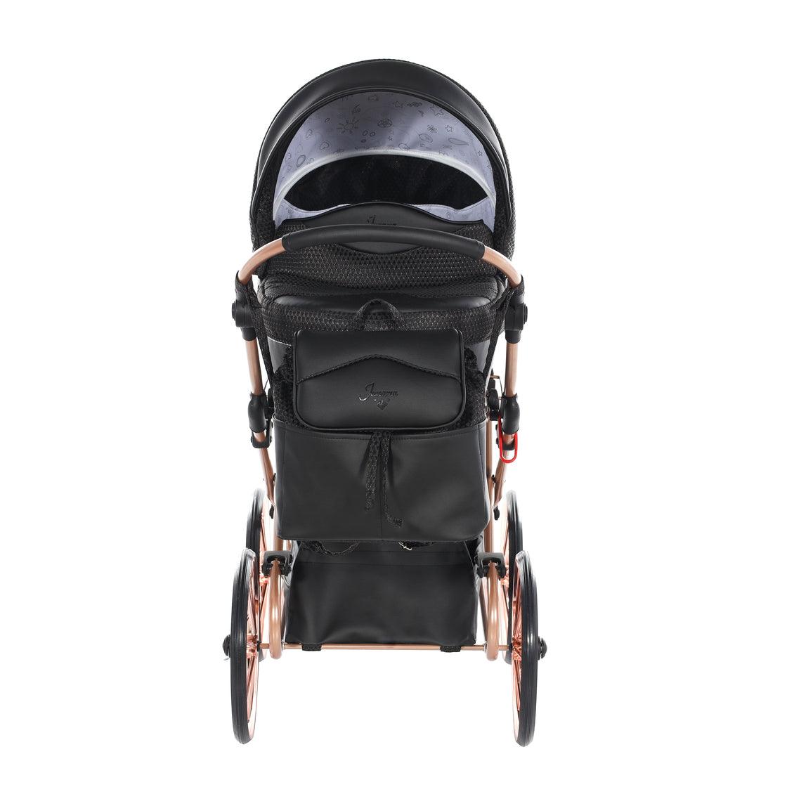 Junama - Doll Stroller with Suitcase - Mini Dolce - Black Gold