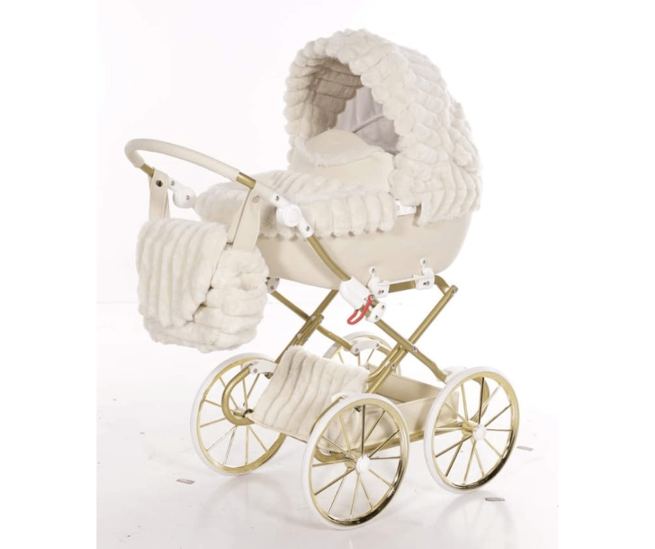 Junama - Carrinho de Bonecas com Malinha  - MINI VELVET -  Beige