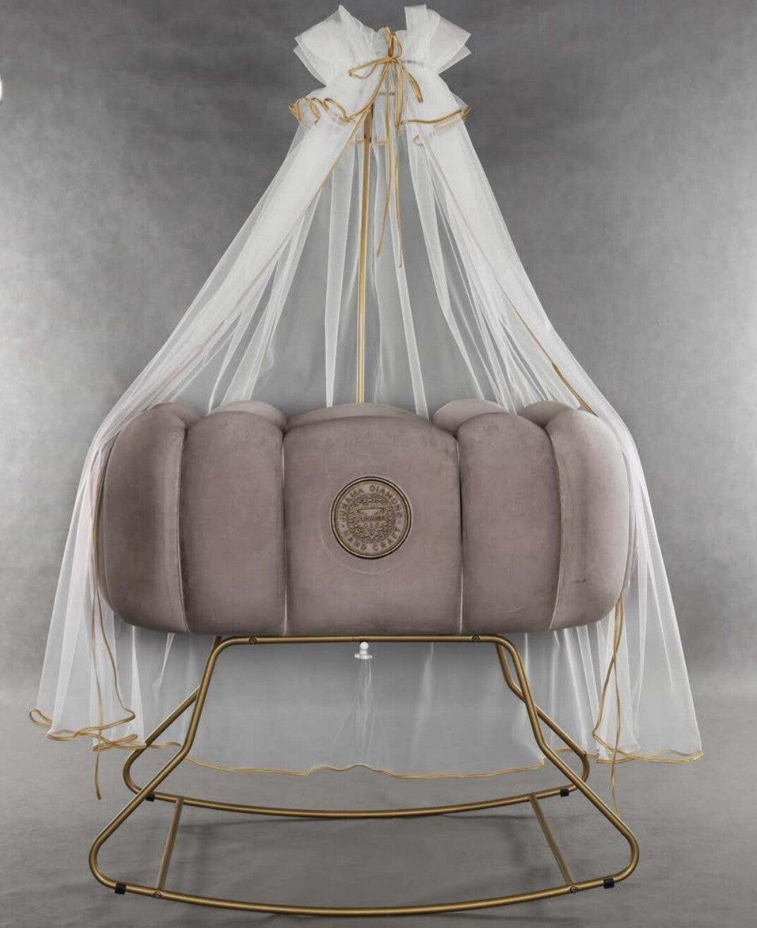 Junama - Baby Cradle - Hand Craft - Grey/Gold