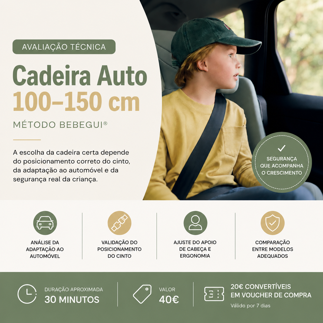 Avaliação Técnica de Cadeira Auto 100–150 cm - Método BEBEGUI®