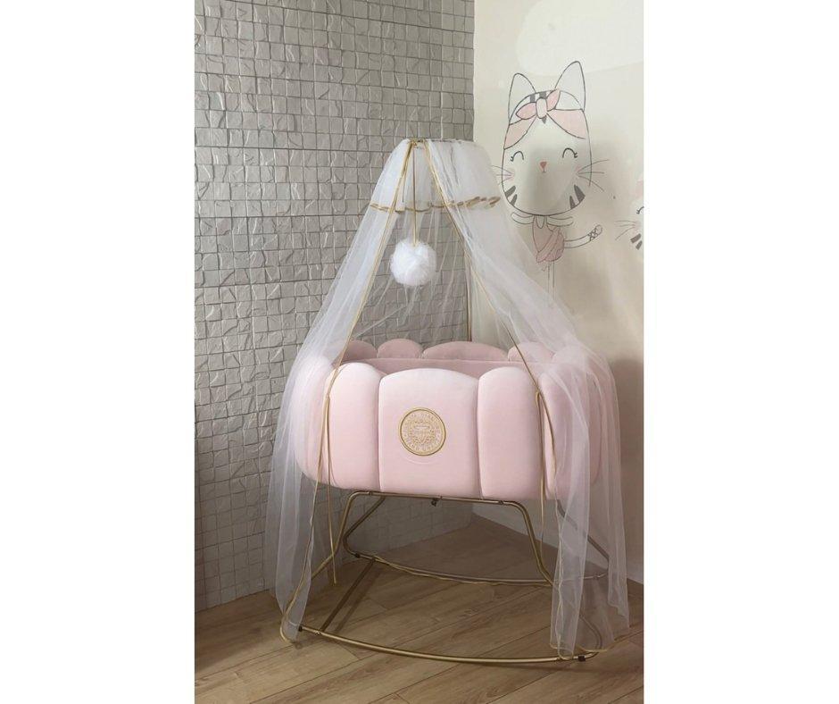 Junama - Baby Cradle - Hand Craft - Pink/Gold (sem acessórios) - Bebegui - Cadeiras Auto e Carrinhos